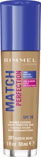 Rimmel London Тональний крем Match Perfection 201 Classic Класичний бежевий, 1 шт.