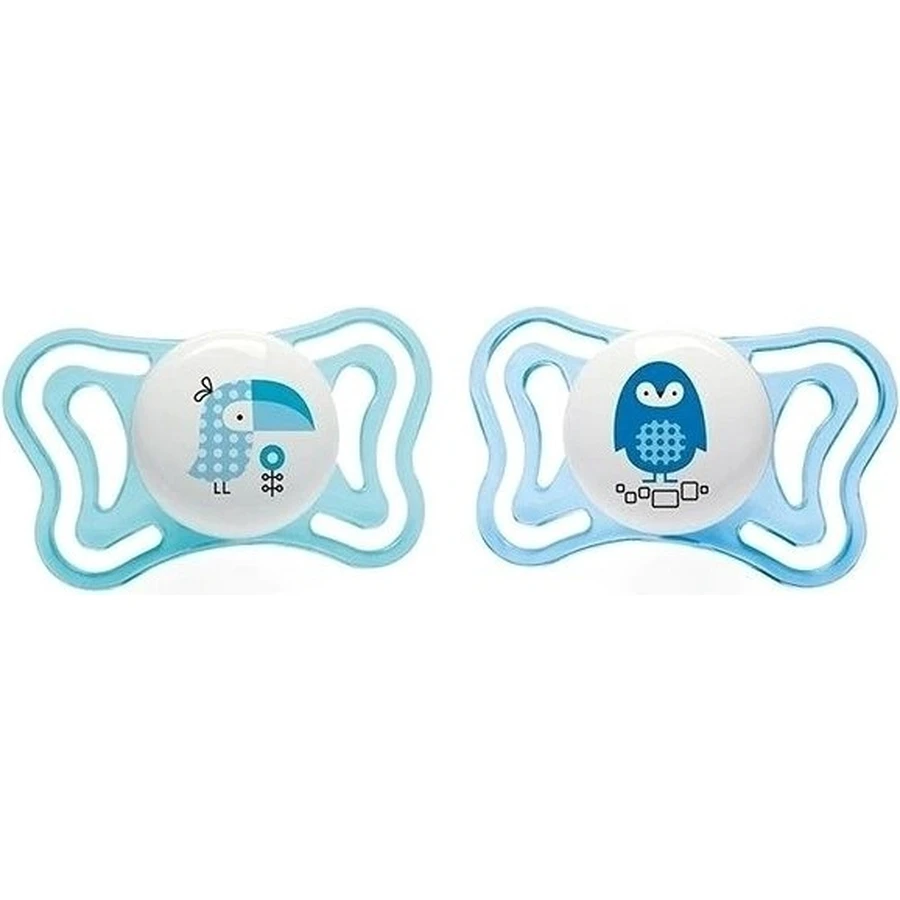 CHICCO Physio Light силиконовая пустышка для мальчика - тукан/тунец 2 шт, 2-6 м+ 1×2 шт, ортодонтическая пустышка: цены и характеристики