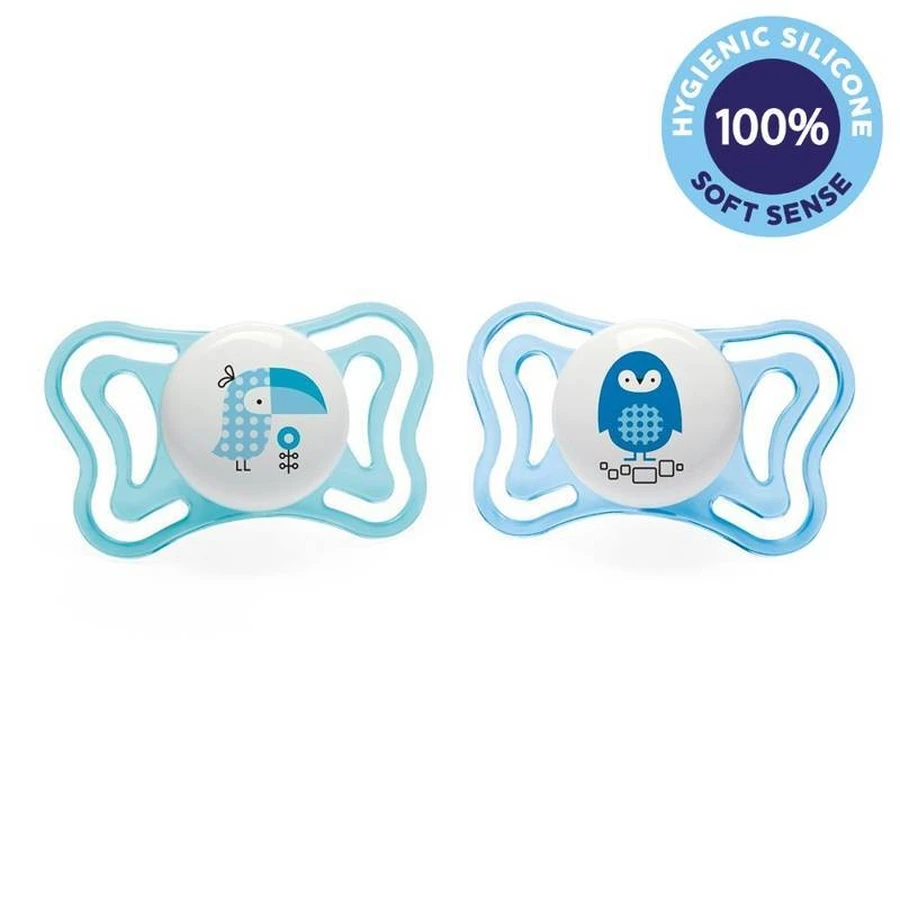 CHICCO Physio Light силиконовая пустышка для мальчика - тукан/тунец 2 шт, 2-6 м+ 1×2 шт, ортодонтическая пустышка: цены и характеристики