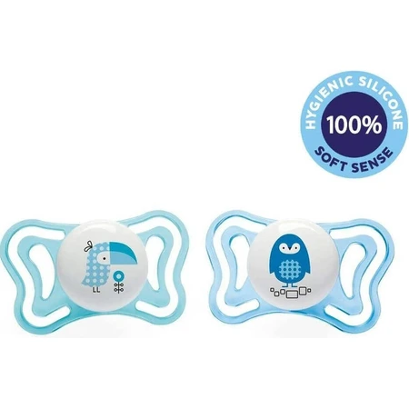 CHICCO Physio Light силиконовая пустышка для мальчика - тукан/тунец 2 шт, 2-6 м+ 1×2 шт, ортодонтическая пустышка: цены и характеристики