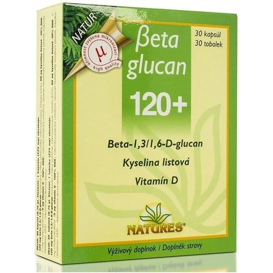 NATURES Betaglucan 120+ 1×30 cps, пищевая добавка: цены и характеристики