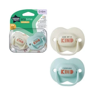 Ортодонтические пустышки Anytime, 0 - 6 месяцев, белые / синие, 2 шт, Tommee Tippee