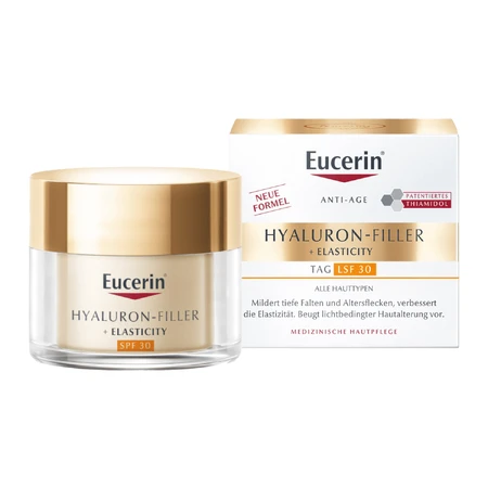 Eucerin Hyaluron Filler + Elasticity, зміцнюючий денний крем проти зморшок з тіамідолом, SPF 30, 50 мл: ціни та характеристики
