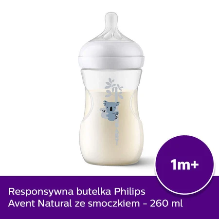 Avent Natural Response, пляшечка з чутливою соскою, коала, потік 3, SCY903/67, після 1 місяця, 260 мл: ціни та характеристики