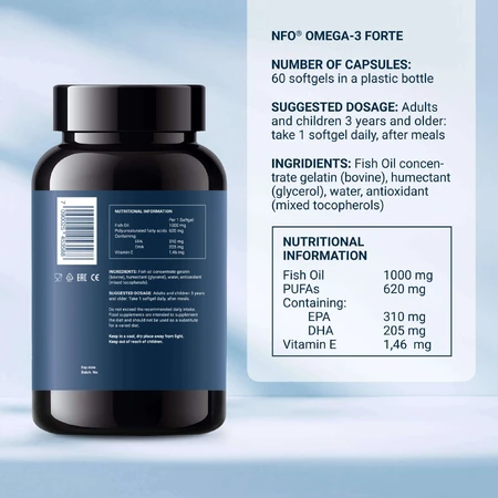 NFO Omega-3 Forte, 60 микрокапсул: цены и характеристики
