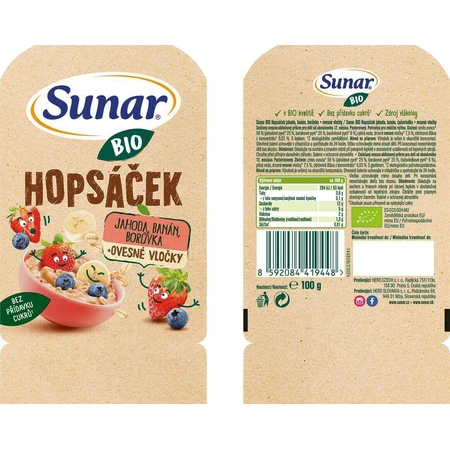 Sunar Organic фруктовые капсулы Hopsáek клубника, банан, черная смородина и овсянка 100 г: цены и характеристики
