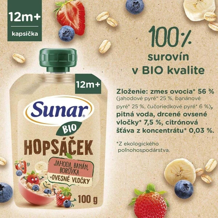 Sunar Organic фруктовые капсулы Hopsáek клубника, банан, черная смородина и овсянка 100 г: цены и характеристики
