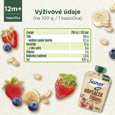 Sunar Organic фруктовые капсулы Hopsáek клубника, банан, черная смородина и овсянка 100 г: цены и характеристики