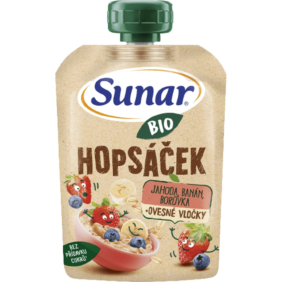 Sunar Organic фруктовые капсулы Hopsáek клубника, банан, черная смородина и овсянка 100 г: цены и характеристики