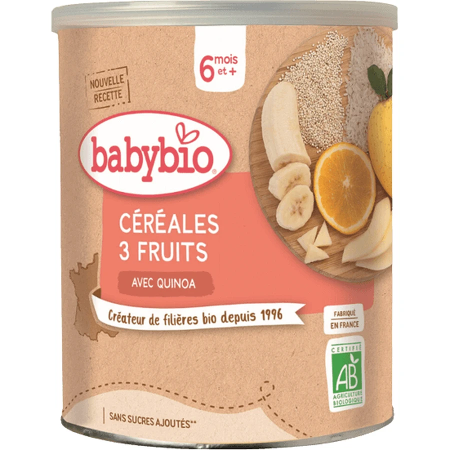 Babybio безмолочная фруктовая каша (3 фрукта) 220 г: цены и характеристики