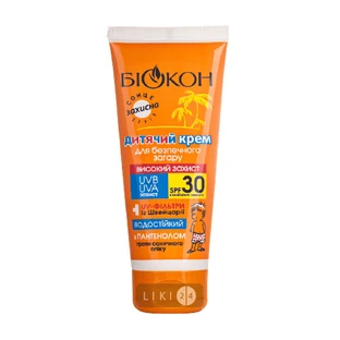 Дитячий крем Біокон для безпечної засмаги spf 30, 90 мл