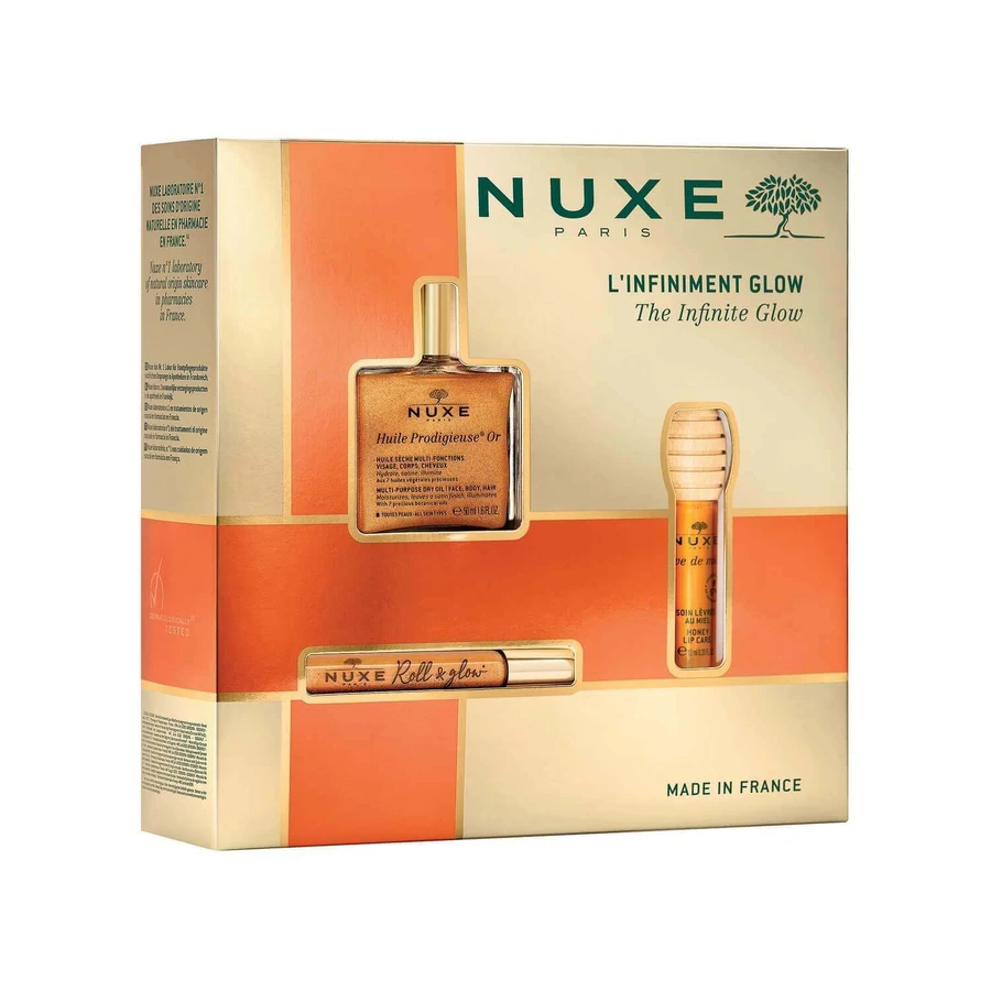 Набор Nuxe Glow Huile Prodigieuse Or, масло для роллов, 8 мл + масло для губ, 10 мл + сухое масло, 50 мл: цены и характеристики