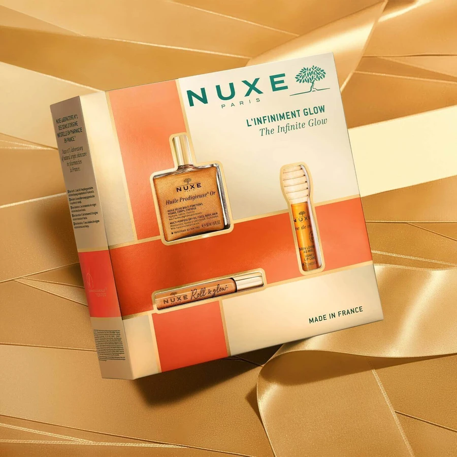 Набор Nuxe Glow Huile Prodigieuse Or, масло для роллов, 8 мл + масло для губ, 10 мл + сухое масло, 50 мл: цены и характеристики