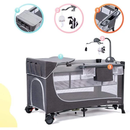 Дорожнє ліжечко Kinderkraft Leody з аксесуарами Leody Grey: ціни та характеристики