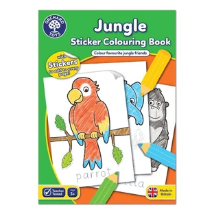 Розмальовка з англійськими завданнями та наліпками, 3 роки+, Jungla, Orchard Toys