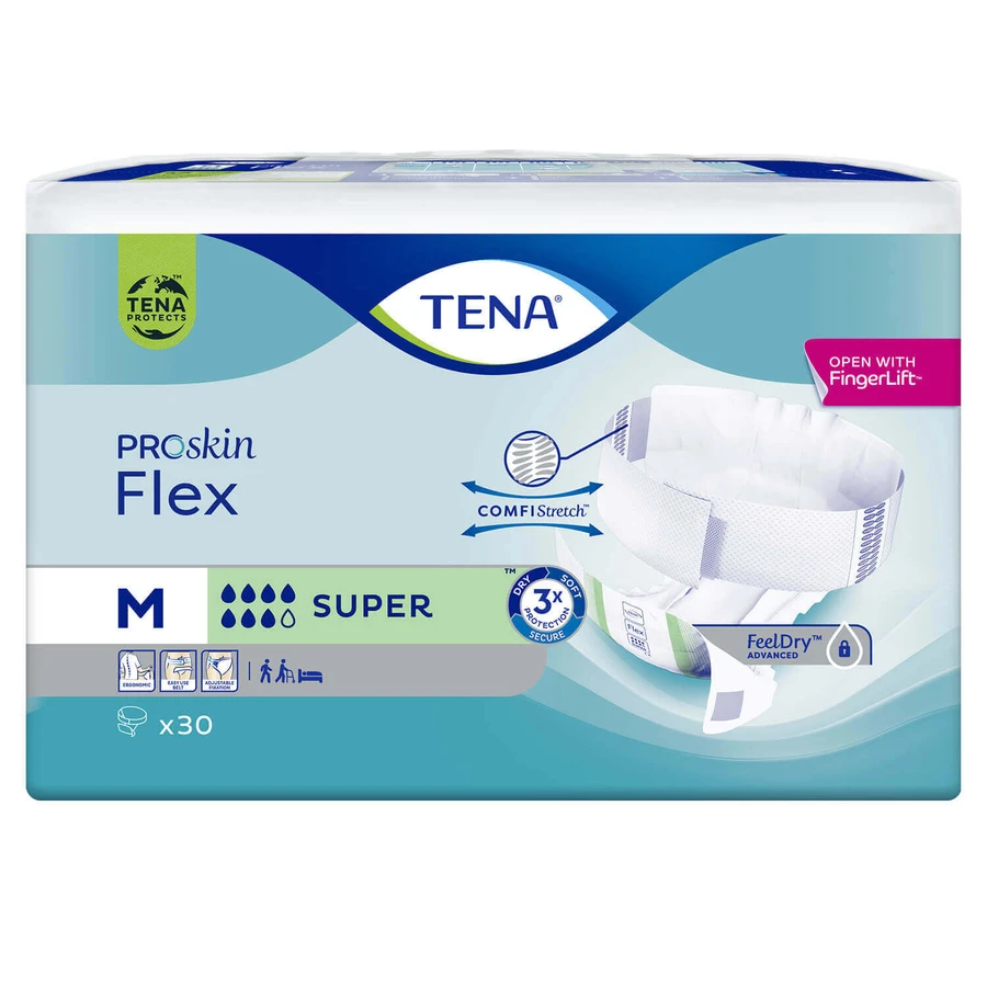 Tena Flex ProSkin, подгузники, размер M, 71-102 см, Super, 30 шт.: цены и характеристики