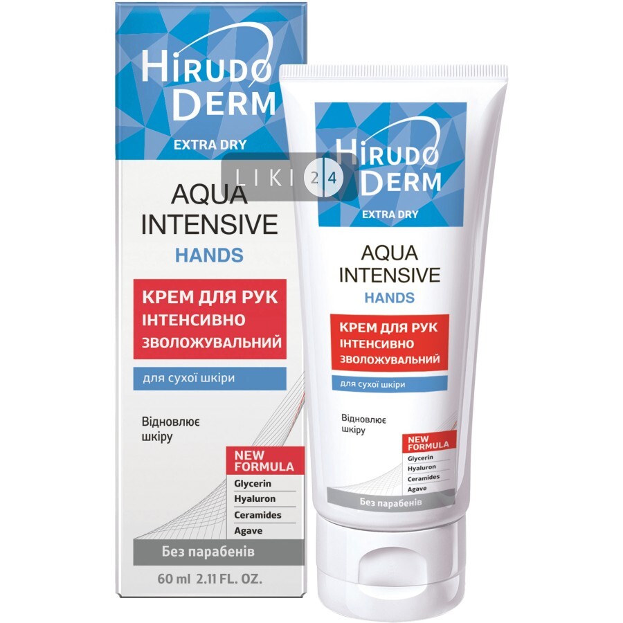 Крем для рук Біокон інтенсивно зволожуючий Aqua Intensive Hands Hirudo Derm Extra Dry 60 мл: ціни та характеристики