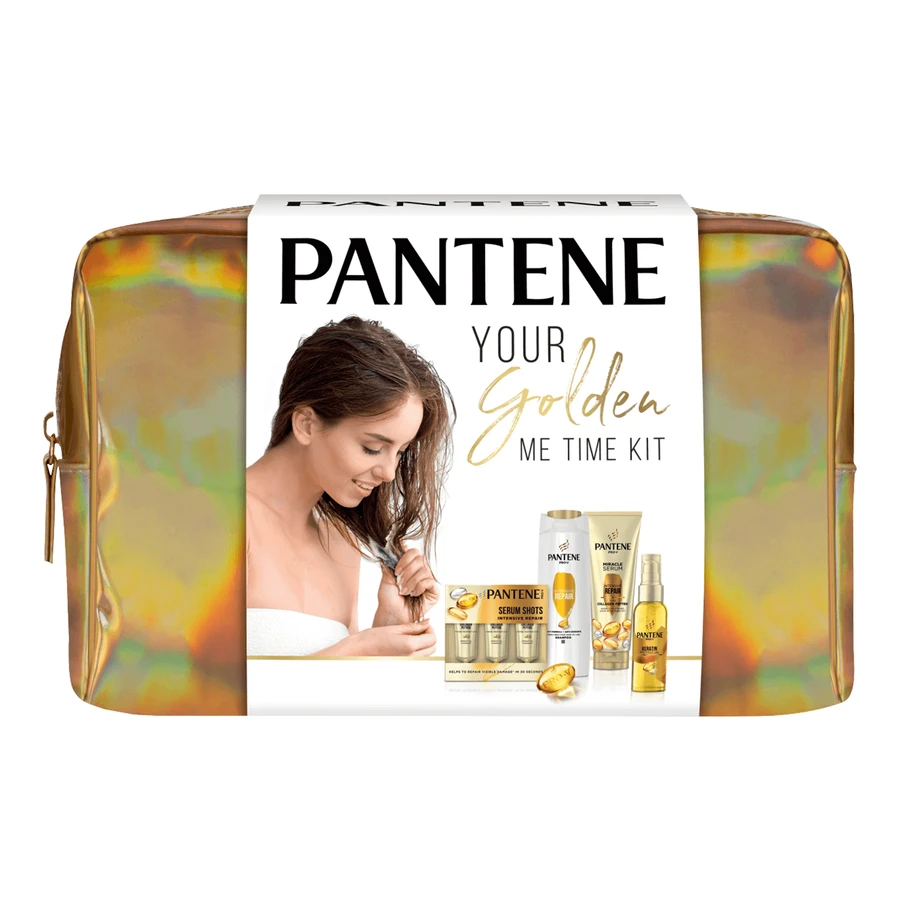 Pantene Intensive Repair Kit, шампунь, 400 мл + кондиціонер, 200 мл + захисна олія, 100 мл + воскові ампули, 3 х 15 мл + косметичка: ціни та характеристики