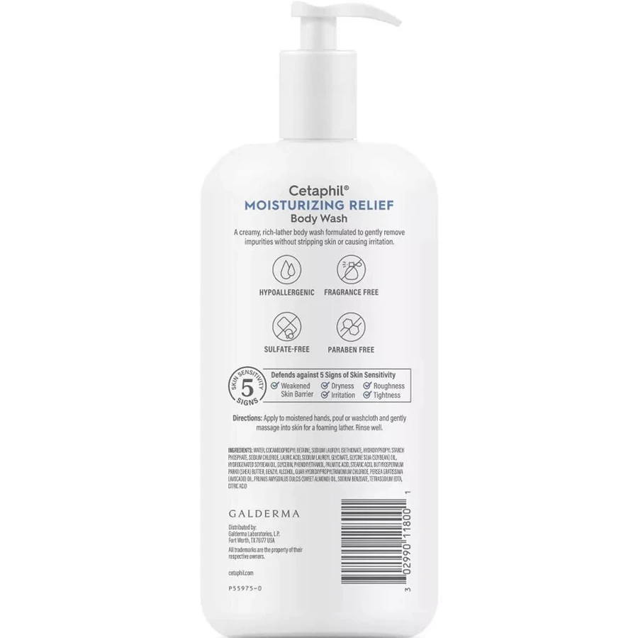 Засіб для очищення сухої та чутливої шкіри тіла Cetaphil Moisturizing Relief Body Wash зволожуючий, 591 мл: ціни та характеристики