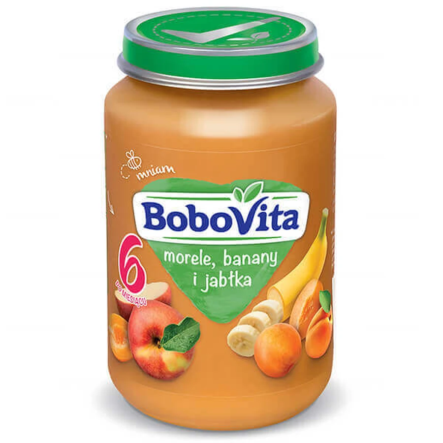 BoboVita Десерт, абрикоси, банан та яблуко, після 6 місяців, 190 г: ціни та характеристики