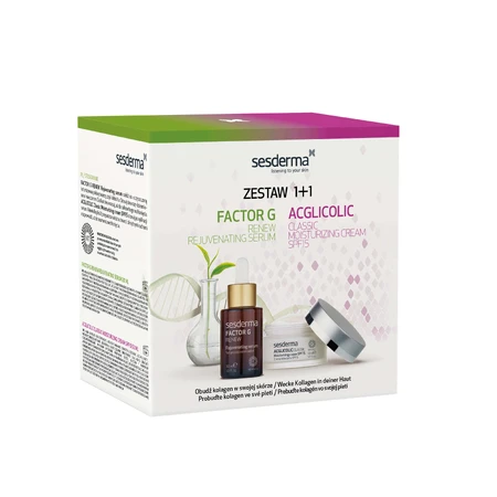 Sesderma Acglicolic Classic set, крем для лица, SPF 15, 50 мл + Factor G Renew, омолаживающая сыворотка, 30 мл: цены и характеристики