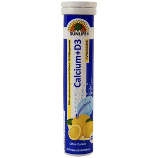 Кальций с витамином D3 Sunlife Calcium cu Vitamina D3, 20 шипучих таблеток