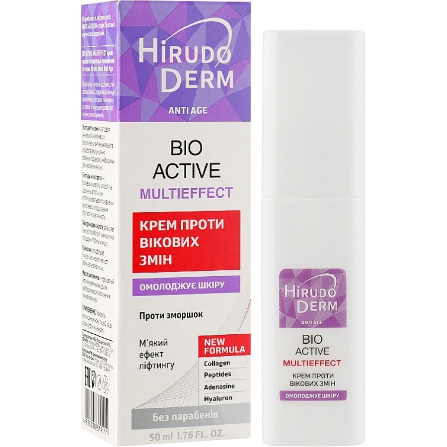 Крем для обличчя Біокон Bio-Active Hirudo Derm Anti Age підвищує пружність і еластичність шкіри, 50 мл туба: ціни та характеристики