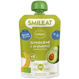 Smileat Органический пакетик с яблоком, бананом, авокадо и черникой 6M+ 100 г