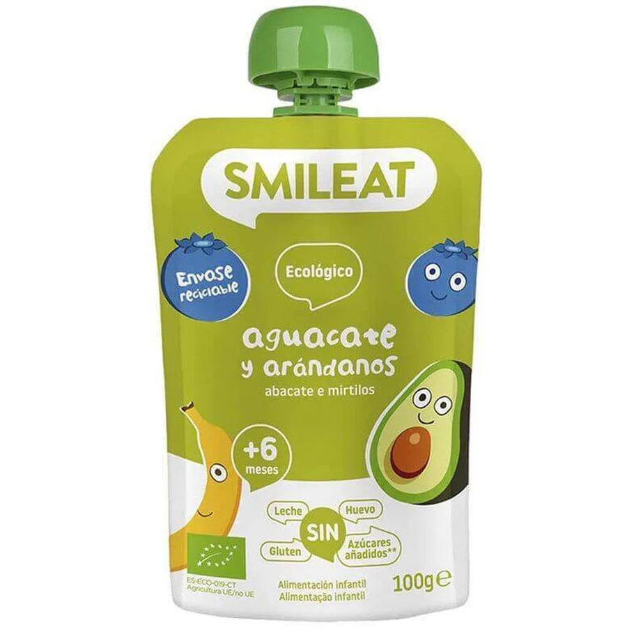Smileat Органический пакетик с яблоком, бананом, авокадо и черникой 6M+ 100 г: цены и характеристики