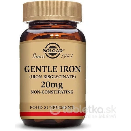 Solgar Gentle Iron 20 мг елезо (бісгліцинат заліза) дрібнодисперсний для вголос 90 капсул 1×90 cps, харчова добавка: ціни та характеристики