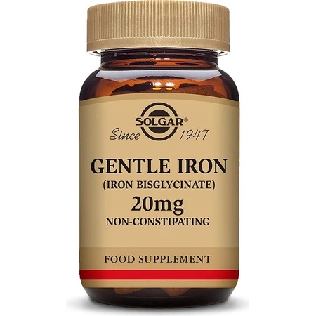 Solgar Gentle Iron 20 мг елезо (бісгліцинат заліза) дрібнодисперсний для вголос 90 капсул 1×90 cps, харчова добавка: ціни та характеристики