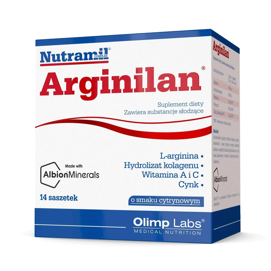 Olimp Nutramil Complex Аргінілан, лимонний смак, 12,5 г х 14 пакетиків: ціни та характеристики