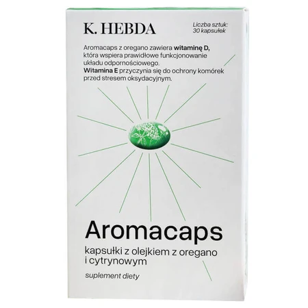 Hebda Aromacaps з олією материнки та лимона, 30 капсул: ціни та характеристики