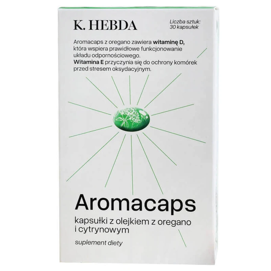 Hebda Aromacaps з олією материнки та лимона, 30 капсул: ціни та характеристики