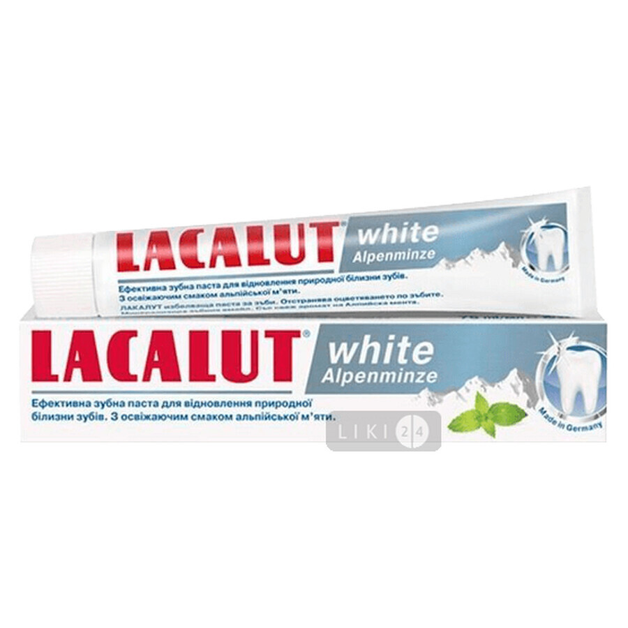 Зубна паста Lacalut White Alpenminze Альпійська м'ята, 75 мл: ціни та характеристики