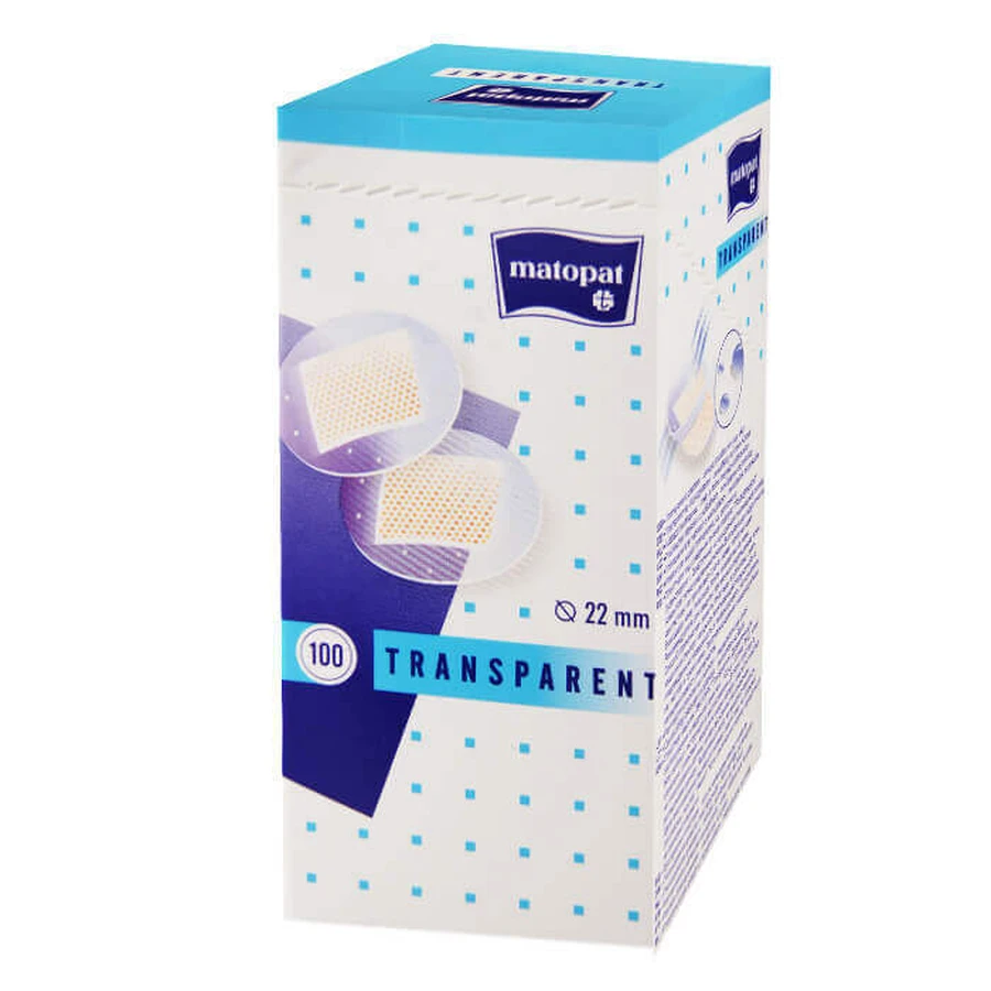 Matopat Transparent, пластыри для перевязки, незаметные, окрге, 22 мм, 100 шт.: цены и характеристики