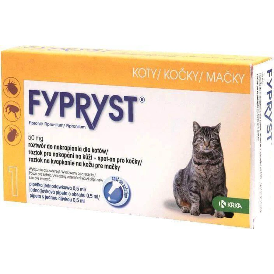 Fypryst Cats розчин для крапель під шкіру 50 мг 0,5 мл: ціни та характеристики