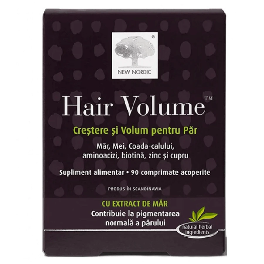 Hair Volume ріст та об'єм волосся з екстрактом яблука, 90 таблеток, New Nordic: ціни та характеристики