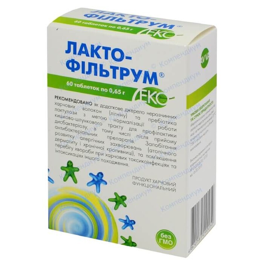 Лактофильтрум-эко табл. 650 мг №60: цены и характеристики