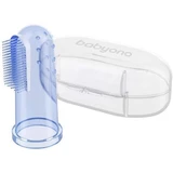 BabyOno Toothbrush пальчиковая зубная щетка с футляром голубая