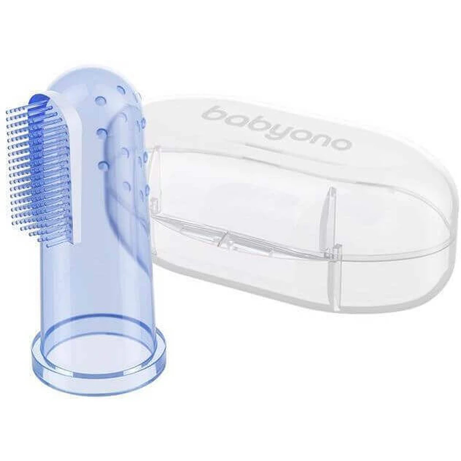BabyOno Toothbrush зубна щітка пальчикова з футляром синя: ціни та характеристики