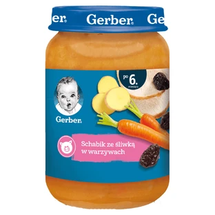 Мясо-овощное пюре Gerber Свиная корейка с овощами и черносливом, после 6 месяцев, 190 г