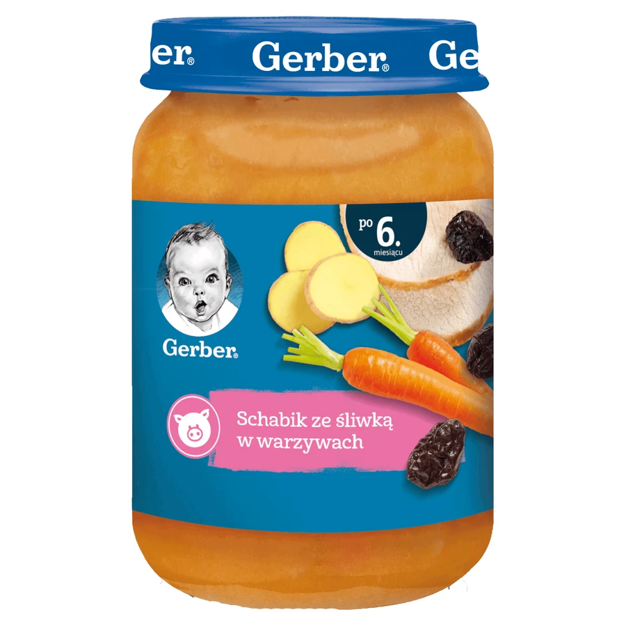 Мясо-овощное пюре Gerber Свиная корейка с овощами и черносливом, после 6 месяцев, 190 г: цены и характеристики
