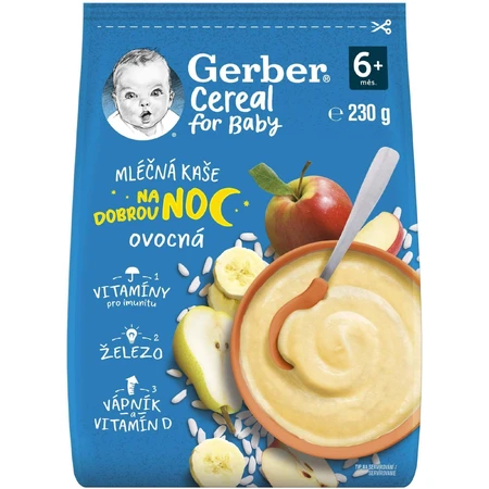 Gerber Злаки молочные Каа фруктовые Спокойной ночи 230 г: цены и характеристики