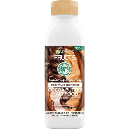 Розгладжуючий бальзам для волосся Garnier Fructis Hair Food з маслом какао 1×350 мл, бальзам: ціни та характеристики