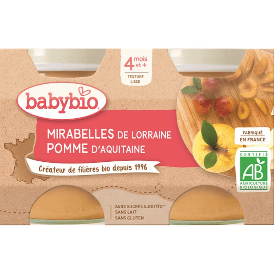 Фруктовий снек Babybio Мірабелла та яблуко 2 х 130 г: ціни та характеристики