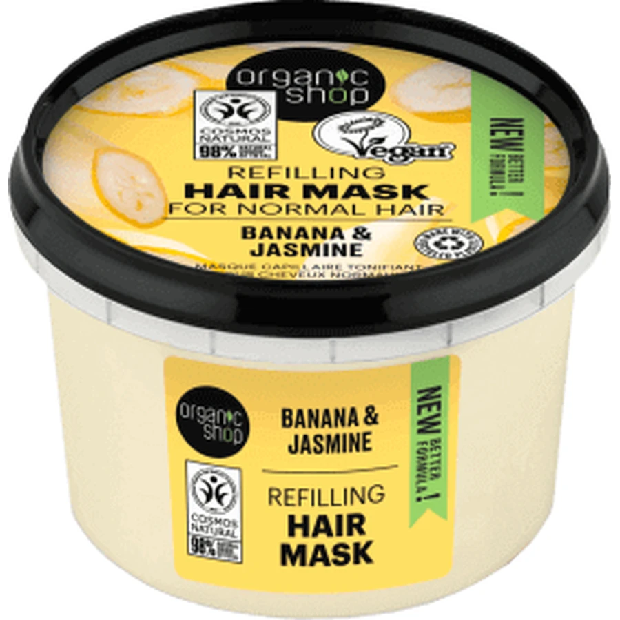 Organic Shop Тонізуюча маска для обличчя з бананом і жасмином, 250 мл: ціни та характеристики