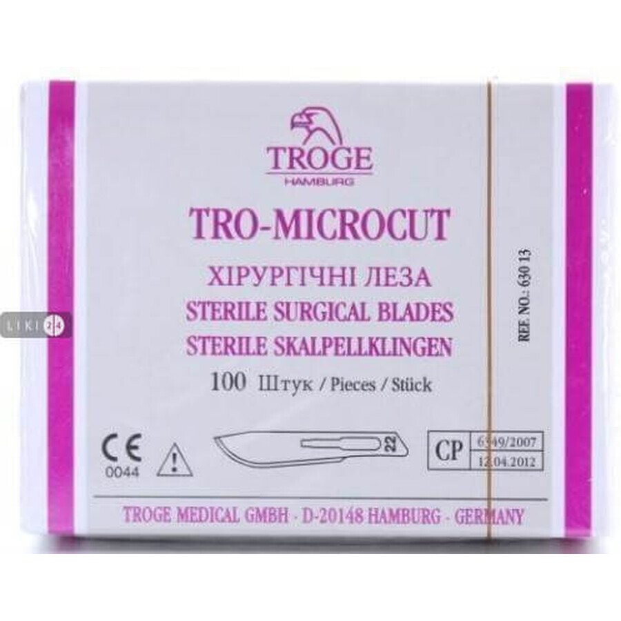 Лезо для скальпелю Troge Tro-Microcut хірургічне стерильне розмір 22: ціни та характеристики