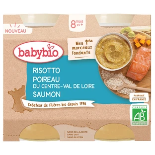 Ризотто Babybio Eco Piure з лососем, 2х200 г, BabyBio