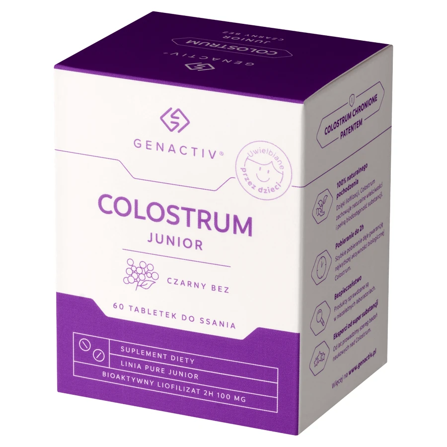 Genactiv Colostrum Junior Black Elderberry, с 3 лет, 60 пастилок: цены и характеристики